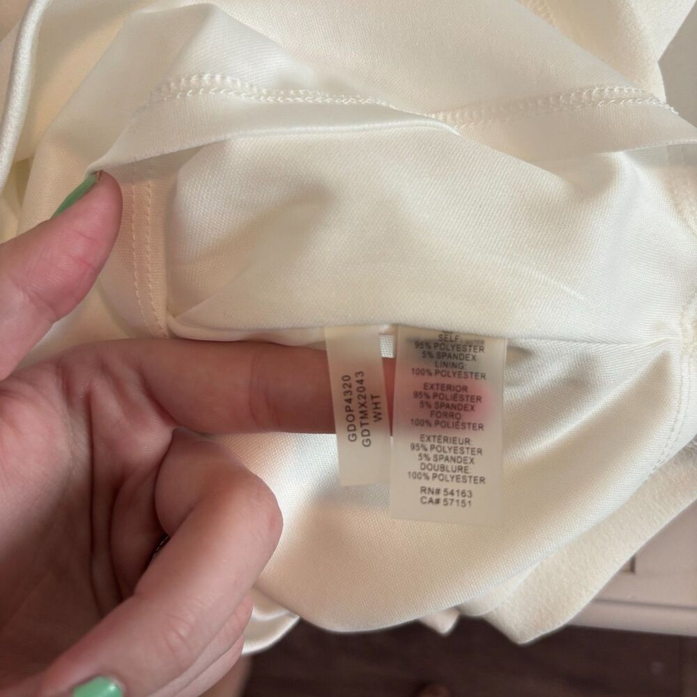Guess White Long Sleeve Mini Dress Ring Detail Size 8 - Picture 8 of 8